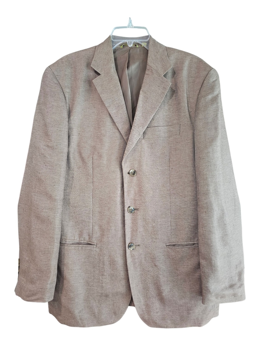 Cubavera Men's Linen Blend Blazer Brown 40 Medium Three-Button Notch Lapel